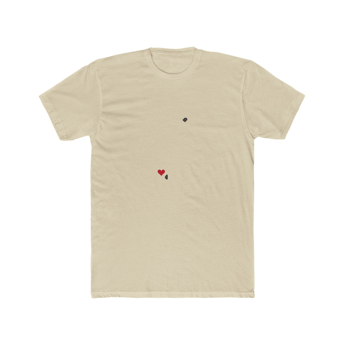 Tonga Nukualofa Mission Heart Map shirt in Cream: Tonga outline with a red heart, front view