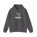 Brazil Recife North Mission Flag Map Hoodie in Charcoal, front view with the Brazil flag map and mission name
