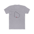 Uruguay Montevideo Mission Heart Map shirt in Heather Grey: Uruguay outline with a red heart, front view