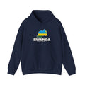 Rwanda Kigali Mission Flag Map Hoodie in Navy, front view with the flag map and mission name
