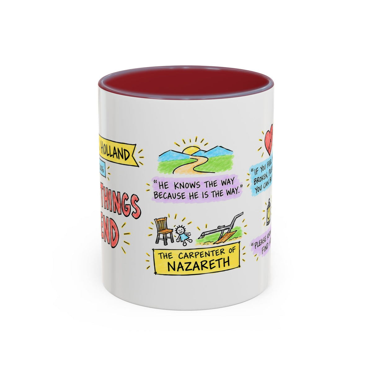 Broken Things to Mend Sketch Note Mug — Jeffrey R. Holland