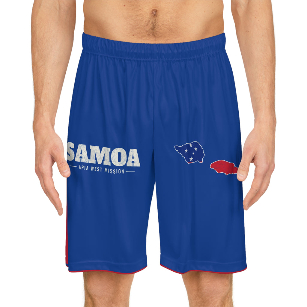 Samoa Apia West Mission Basketball Shorts, worn, front view