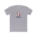 Peru Tacna Mission Flag Map shirt in Heather Grey: flag of Peru in the outline of Peru with navy lettering, front view