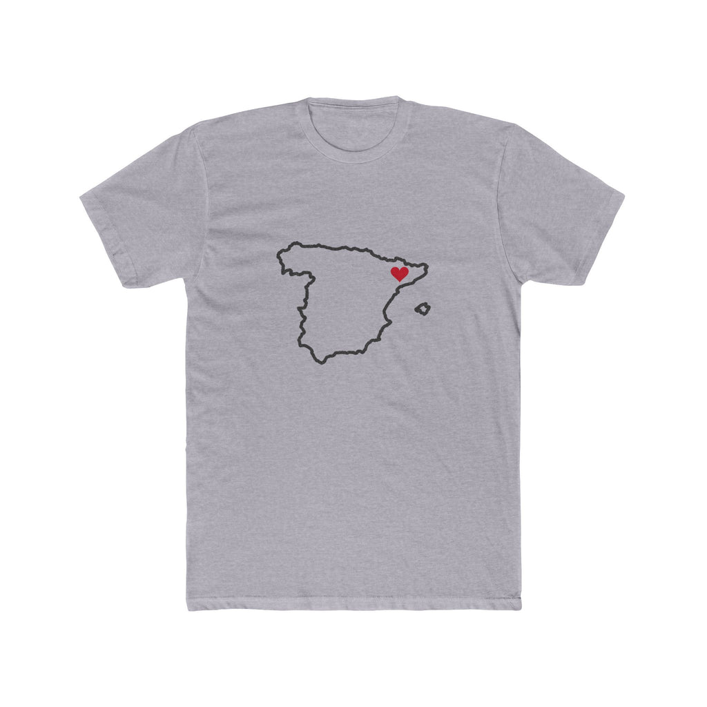 Spain Barcelona Mission Heart Map shirt in Heather Grey: Spain outline with a red heart, front view