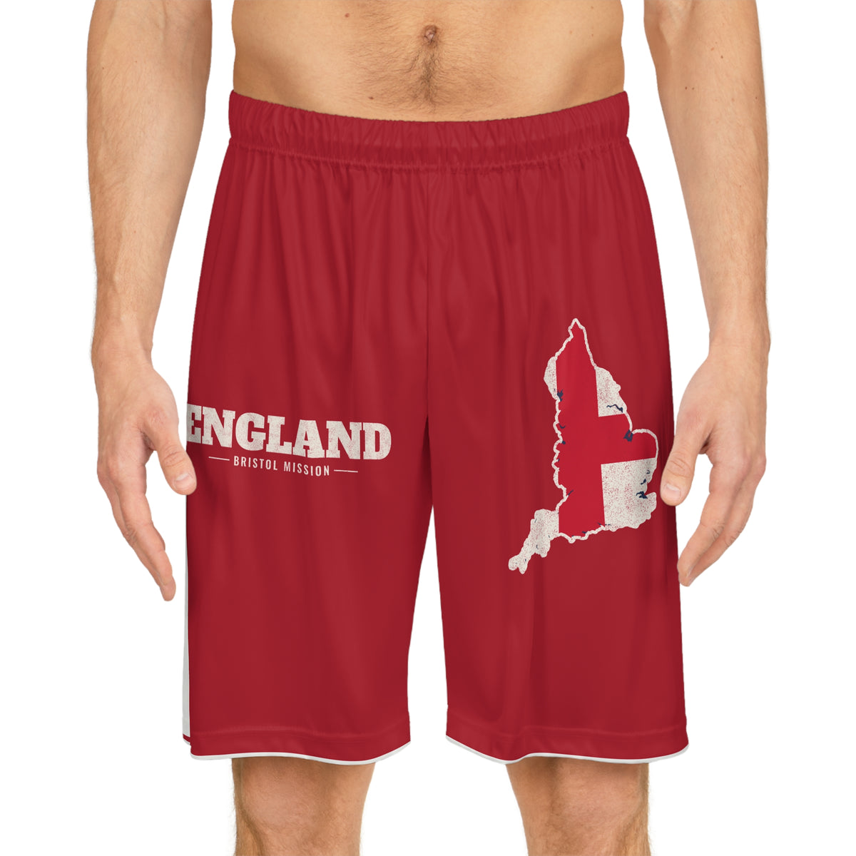 England Bristol Mission Basketball Shorts, worn, front view