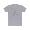 England London Mission Heart Map shirt in Heather Grey: England outline with a red heart, front view