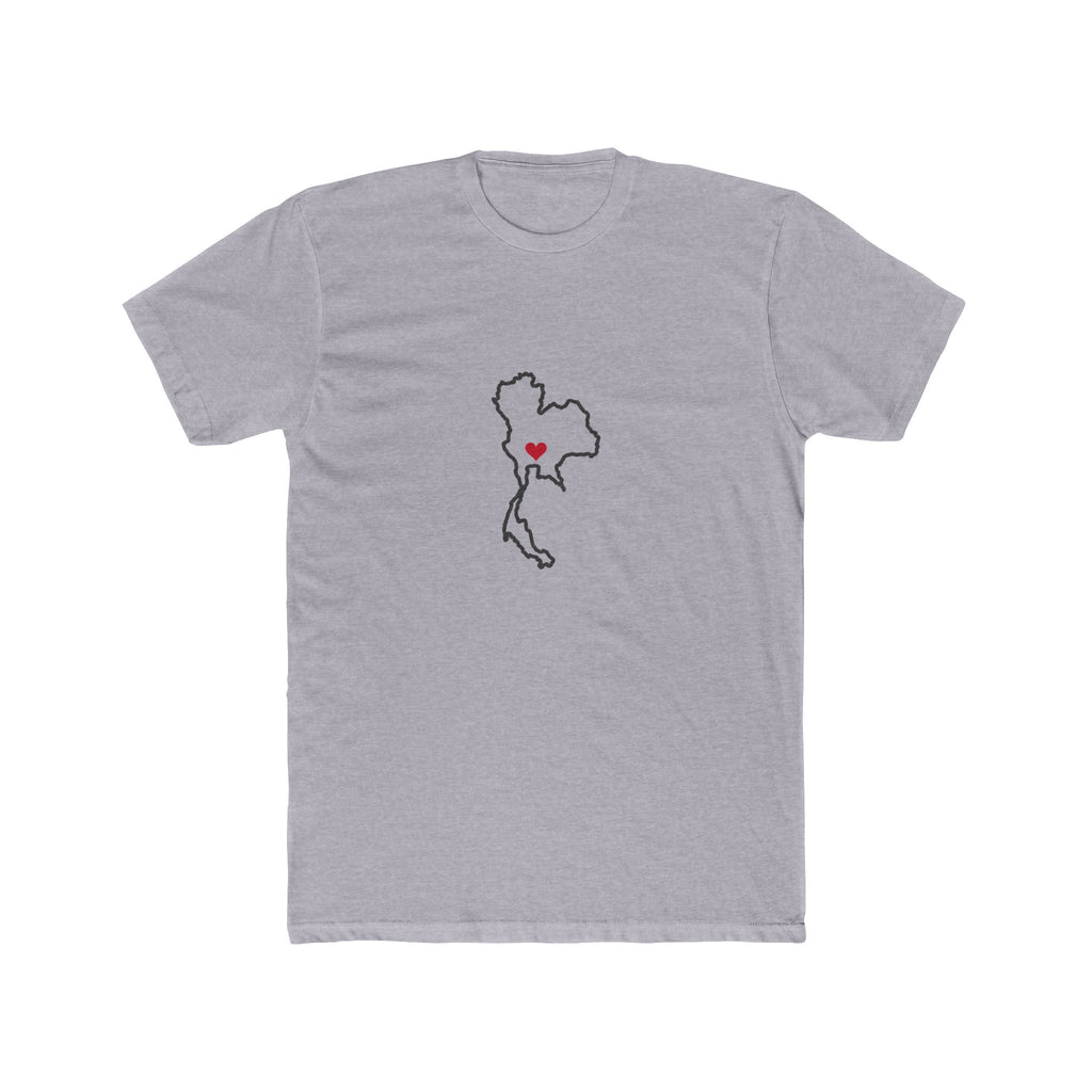 Thailand Bangkok East Mission Heart Map shirt in Heather Grey: Thailand outline with a red heart, front view