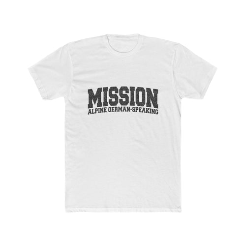 Alpine German-Speaking Mission T-Shirt in Solid White, front view