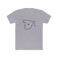 Spain Madrid East Mission Heart Map shirt in Heather Grey: Spain outline with a red heart, front view