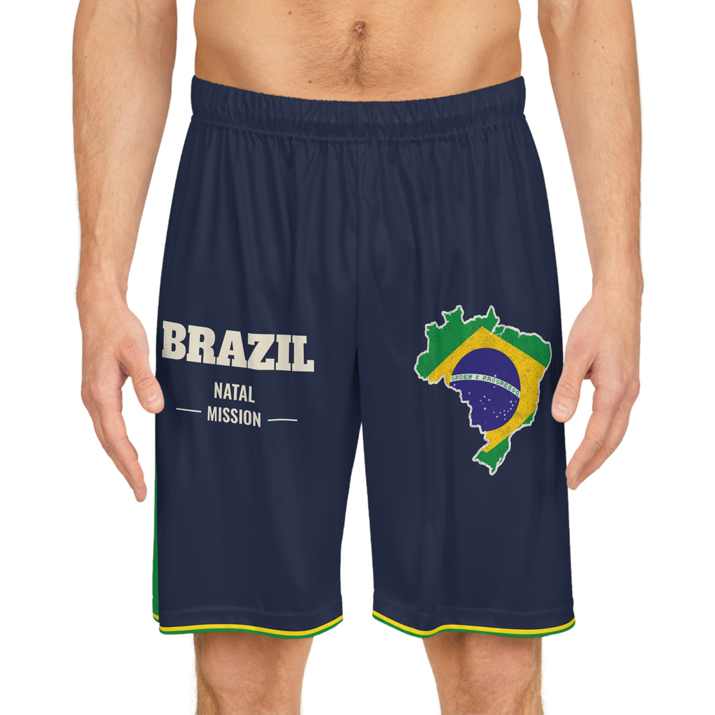 Brazil Natal Mission Basketball Shorts, worn, front view