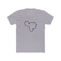 Venezuela Valencia Mission Heart Map shirt in Heather Grey: Venezuela outline with a red heart, front view