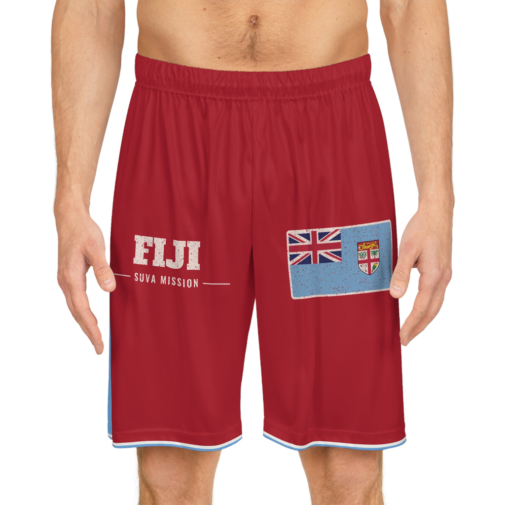 Fiji Suva Mission Basketball Shorts, worn, front view