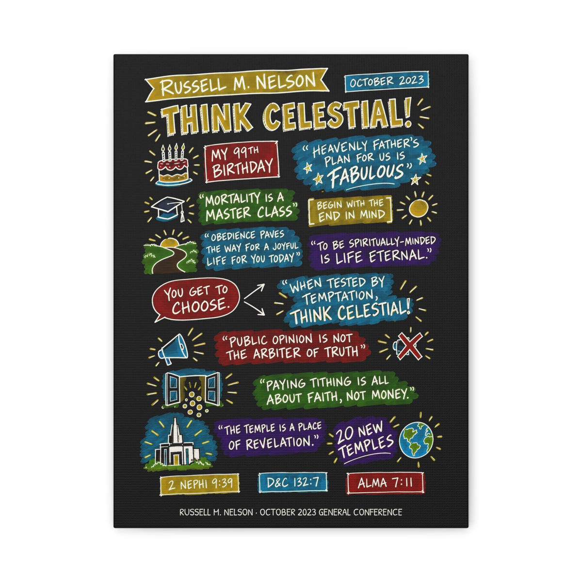 Think Celestial! Sketch Note Canvas (Black) — Russell M. Nelson