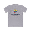Ecuador Guayaquil East Mission Flag Map shirt in Heather Grey: flag of Ecuador in the outline of Ecuador with navy lettering, front view