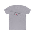 El Salvador San Salvador West Mission Heart Map shirt in Heather Grey: El Salvador outline with a red heart, front view