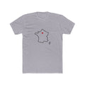 France Paris South Mission Heart Map shirt in Heather Grey: France outline with a red heart, front view