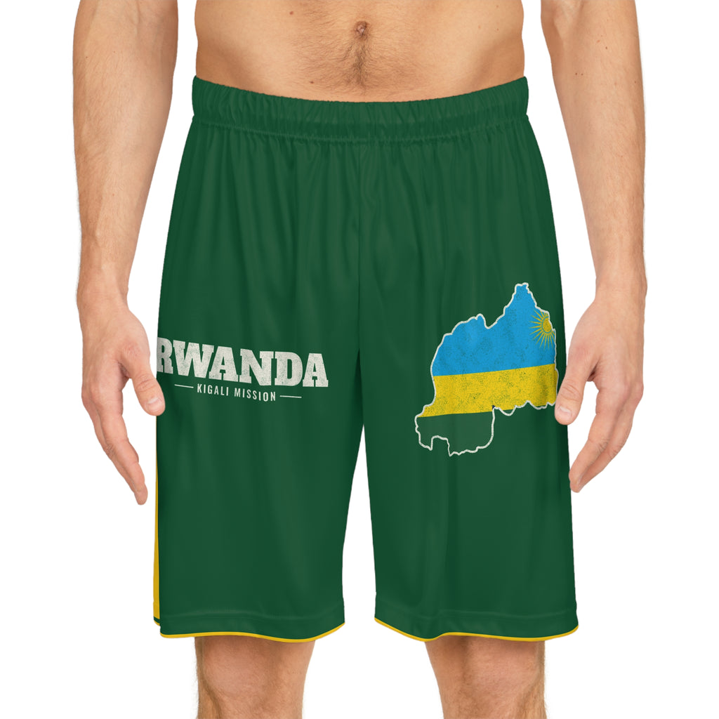 Rwanda Kigali Mission Basketball Shorts, worn, front view