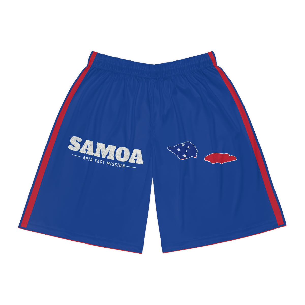 Samoa Apia East Mission Basketball Shorts, front view
