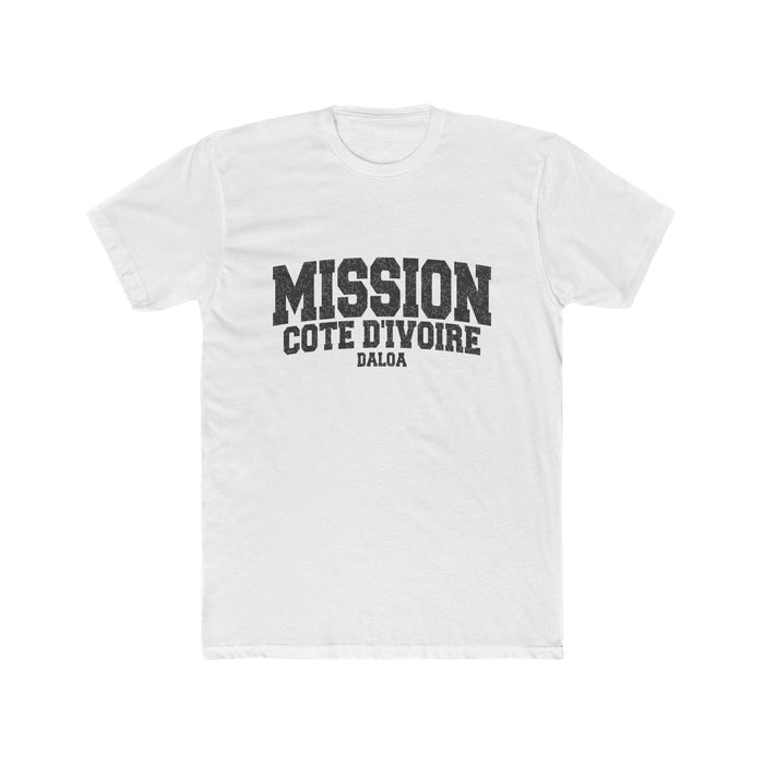 Cote d'Ivoire Daloa Mission T-Shirt in Solid White, front view