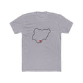 Nigeria Calabar Mission Heart Map shirt in Heather Grey: Nigeria outline with a red heart, front view