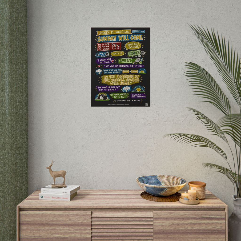Sunday Will Come Sketch Note Poster (Black) — Joseph B. Wirthlin