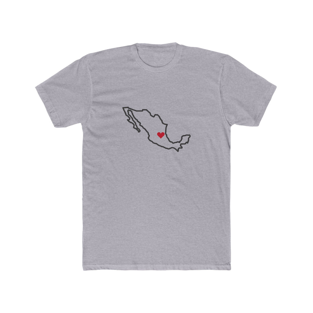 Mexico Tampico Mission Heart Map shirt in Heather Grey: Mexico outline with a red heart, front view