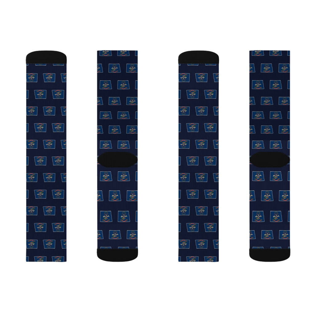 North Dakota Mission Flag Map Socks