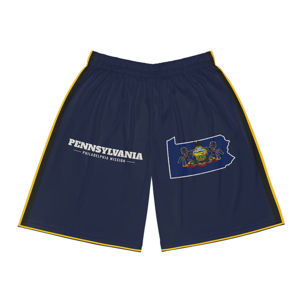 Pennsylvania Philadelphia Mission Basketball Shorts, front view