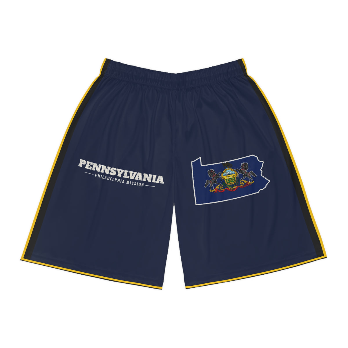 Pennsylvania Philadelphia Mission Basketball Shorts, front view