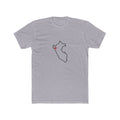 Peru Piura Mission Heart Map shirt in Heather Grey: Peru outline with a red heart, front view