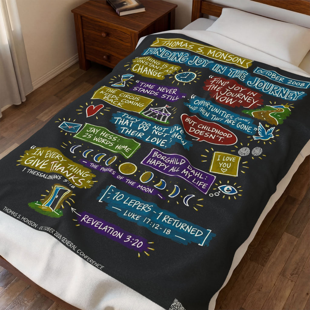 Finding Joy in the Journey Sketch Note Plush Blanket — Thomas S. Monson