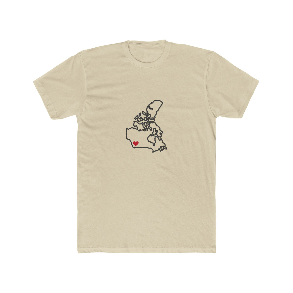 Canada Vancouver Mission Heart Map shirt in Cream: Canada outline with a red heart, front view