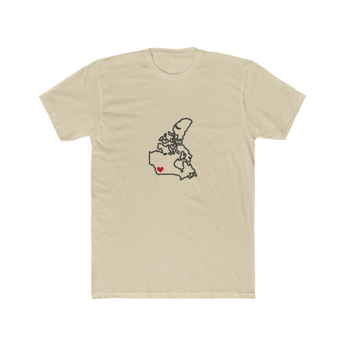 Canada Vancouver Mission Heart Map shirt in Cream: Canada outline with a red heart, front view