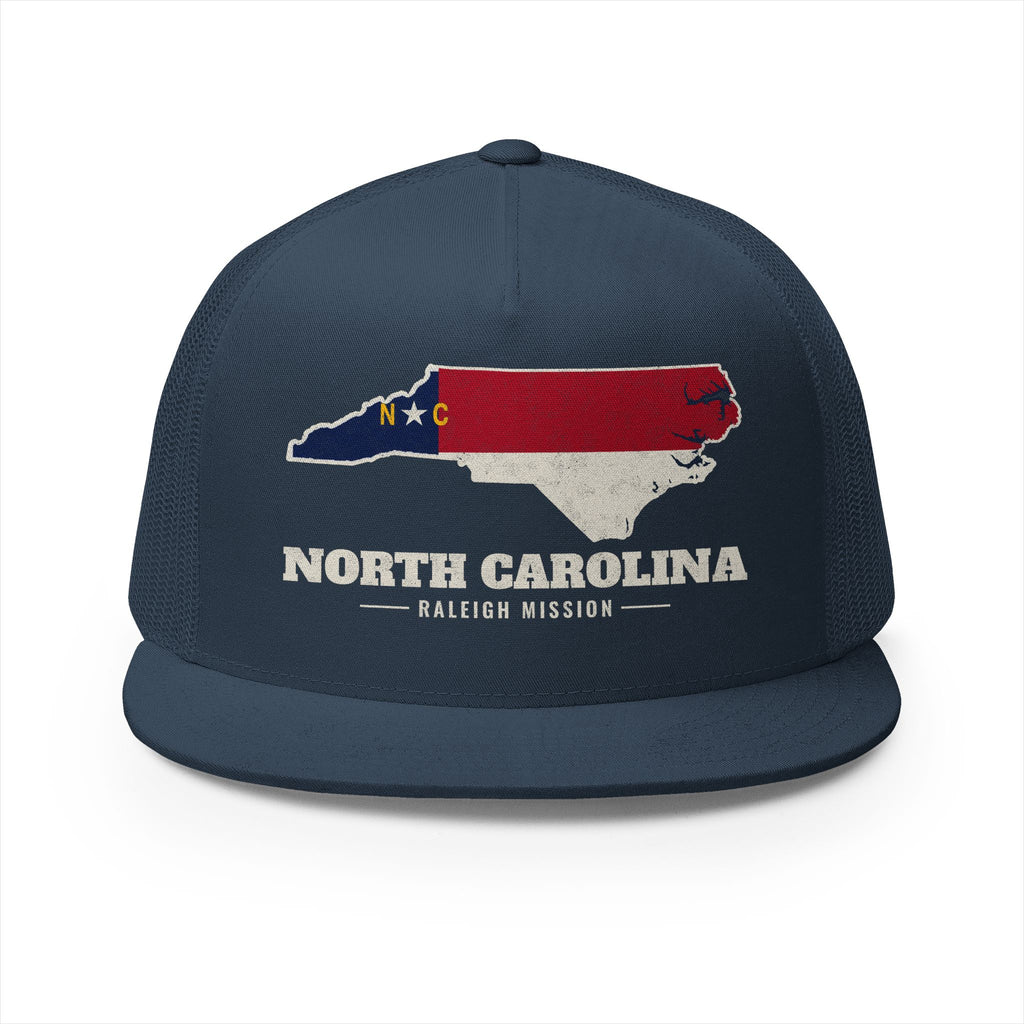 North Carolina Raleigh Mission Flag Map Trucker Hat