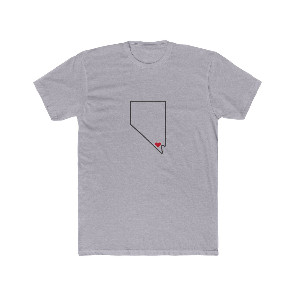 Nevada Las Vegas East Mission Heart Map shirt in Heather Grey: Nevada outline with a red heart, front view