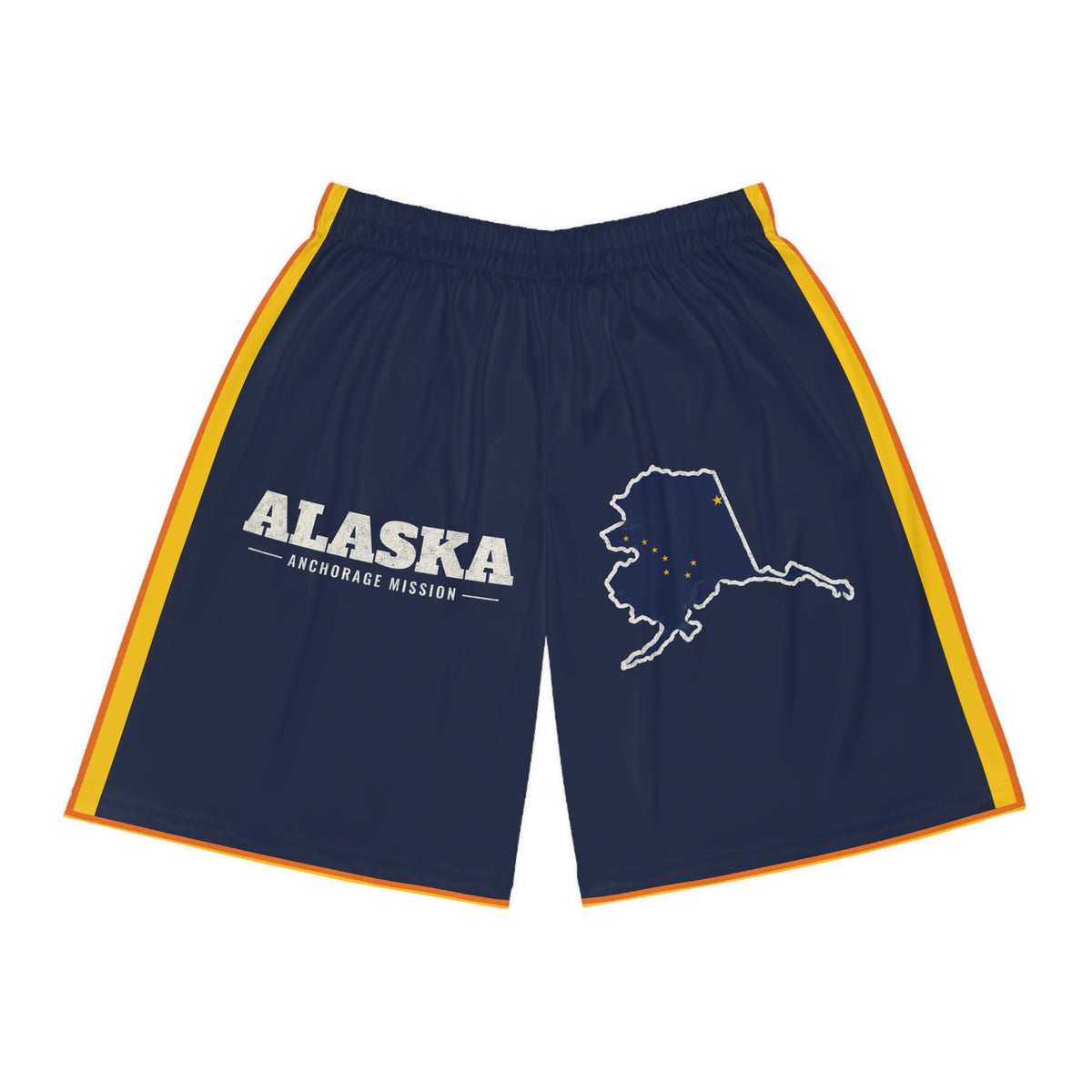 Alaska Anchorage Mission Basketball Shorts, front view