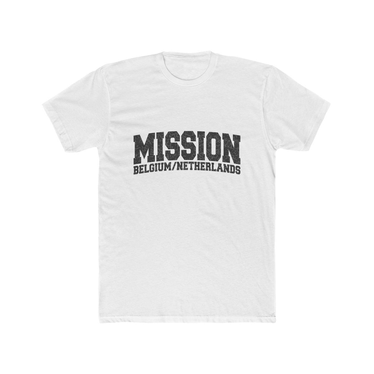 Belgium/Netherlands Mission T-Shirt in Solid White, front view