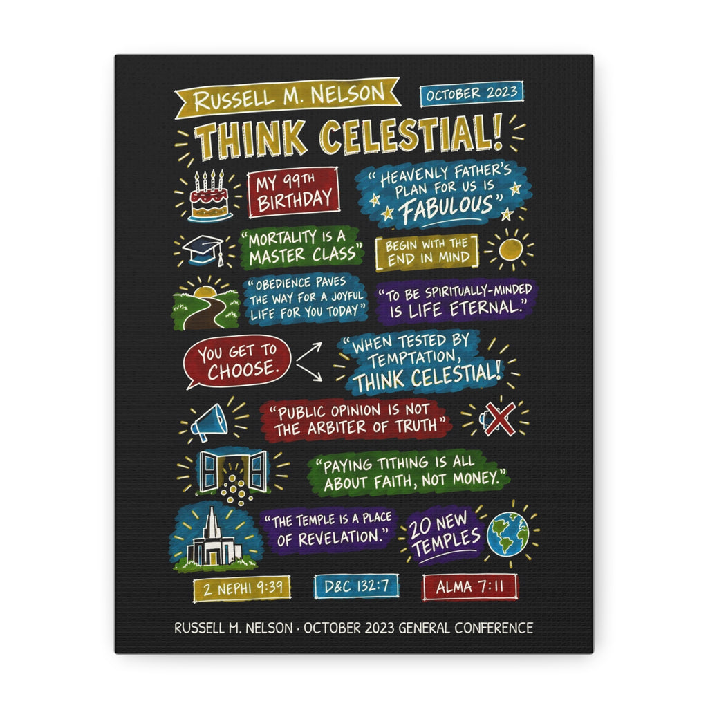 Think Celestial! Sketch Note Canvas (Black) — Russell M. Nelson