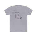 Louisiana Baton Rouge Mission Heart Map shirt in Heather Grey: Louisiana outline with a red heart, front view