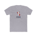 Peru Lima Northeast Mission Flag Map shirt in Heather Grey: flag of Peru in the outline of Peru with navy lettering, front view