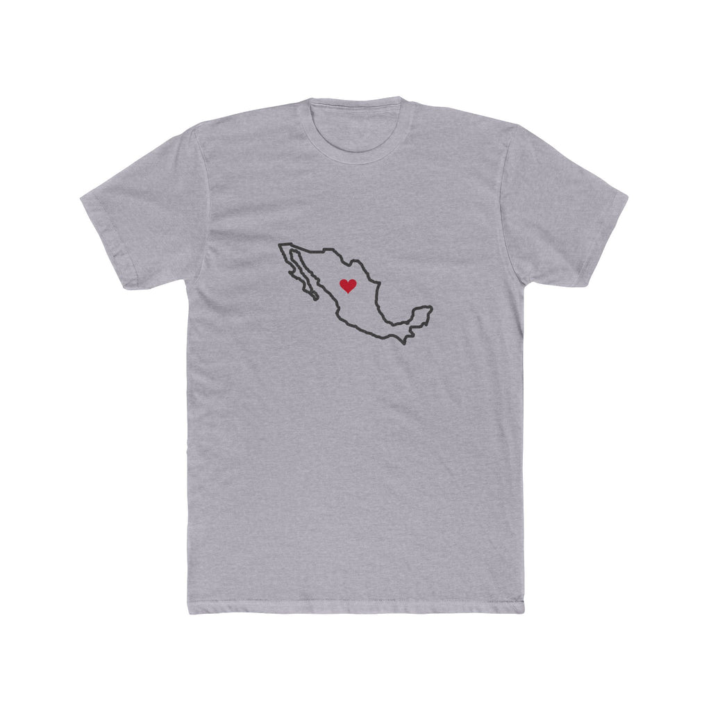 Mexico Torreon Mission Heart Map shirt in Heather Grey: Mexico outline with a red heart, front view