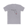 Florida Fort Lauderdale Mission Heart Map shirt in Heather Grey: Florida outline with a red heart, front view