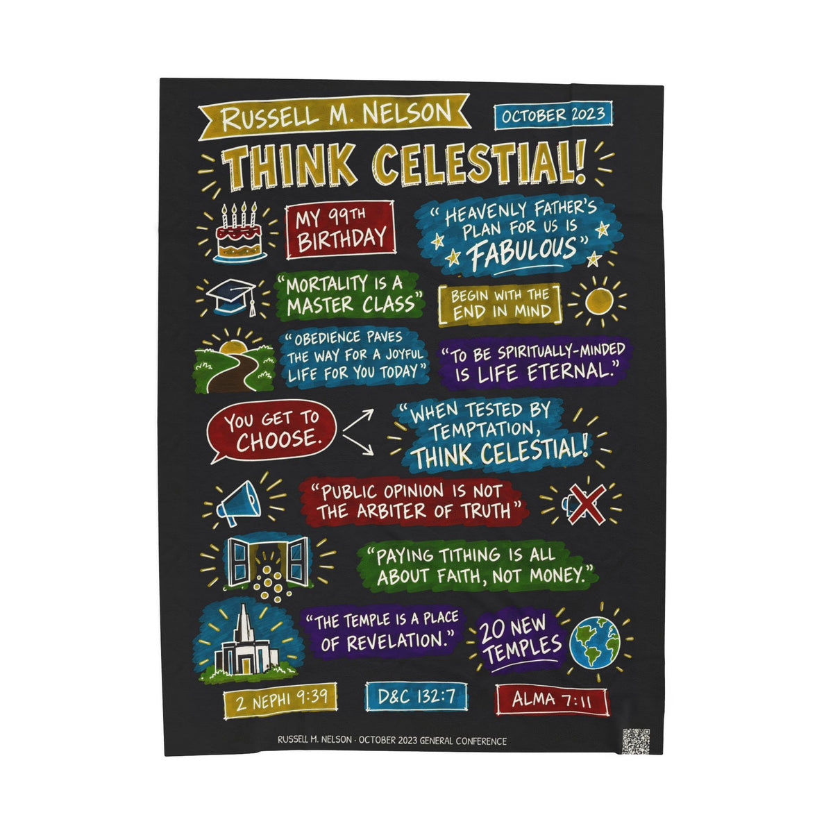 Think Celestial! Sketch Note Plush Blanket — Russell M. Nelson