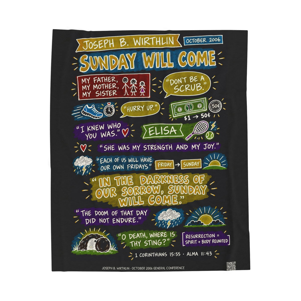 Sunday Will Come Sketch Note Plush Blanket — Joseph B. Wirthlin