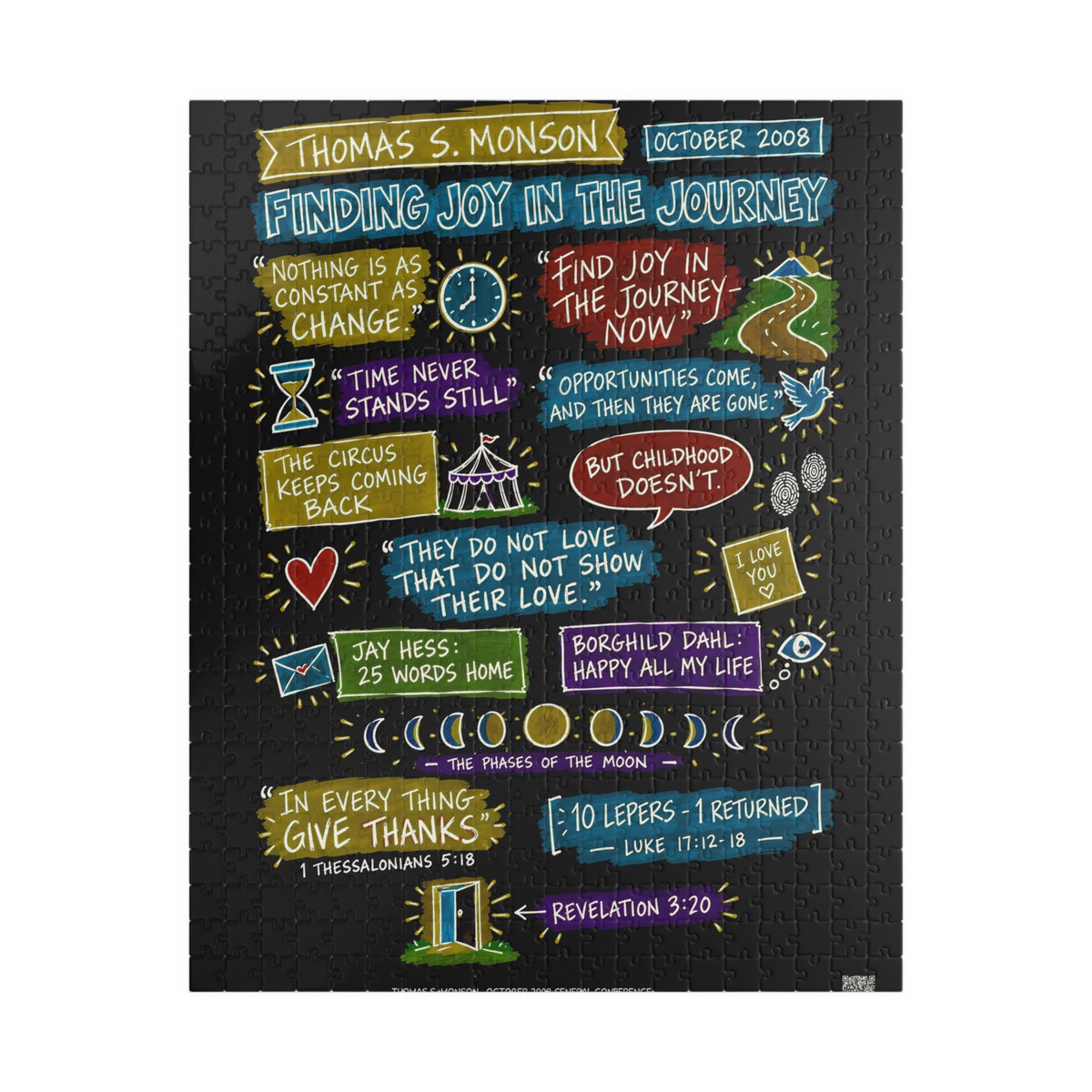 Finding Joy in the Journey Sketch Note 520-Piece Puzzle — Thomas S. Monson