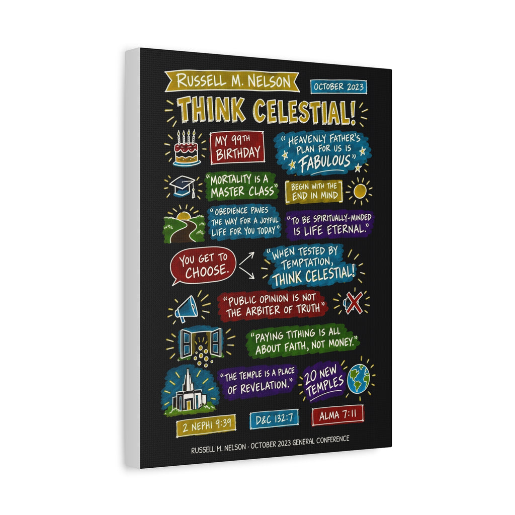 Think Celestial! Sketch Note Canvas (Black) — Russell M. Nelson