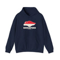 Singapore Mission Flag Map Hoodie in Navy, front view with the flag map and mission name