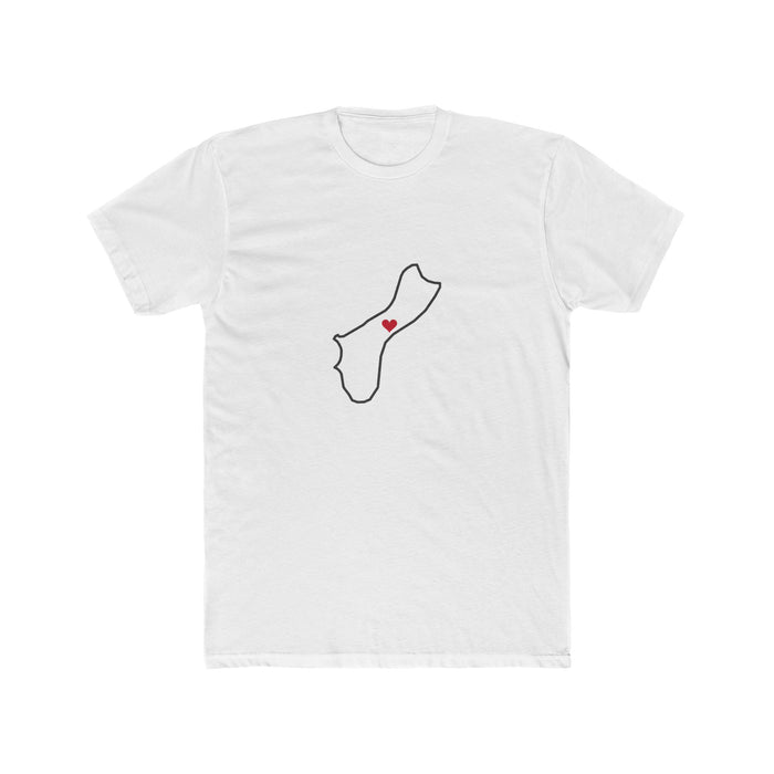 Micronesia Guam Mission Heart Map shirt in White: Micronesia outline with a red heart, front view