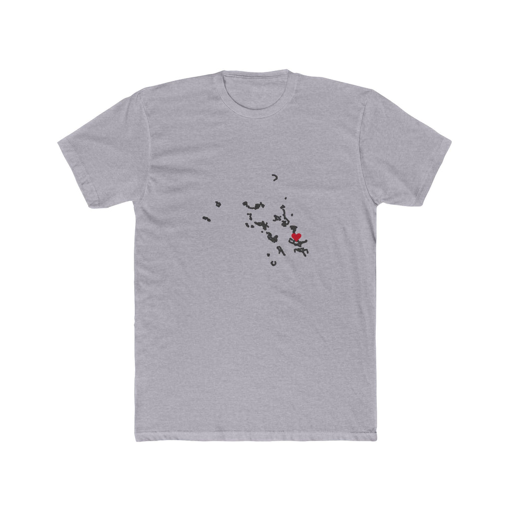 Marshall Islands/Kiribati Mission Heart Map shirt in Heather Grey: Marshall Islands outline with a red heart, front view