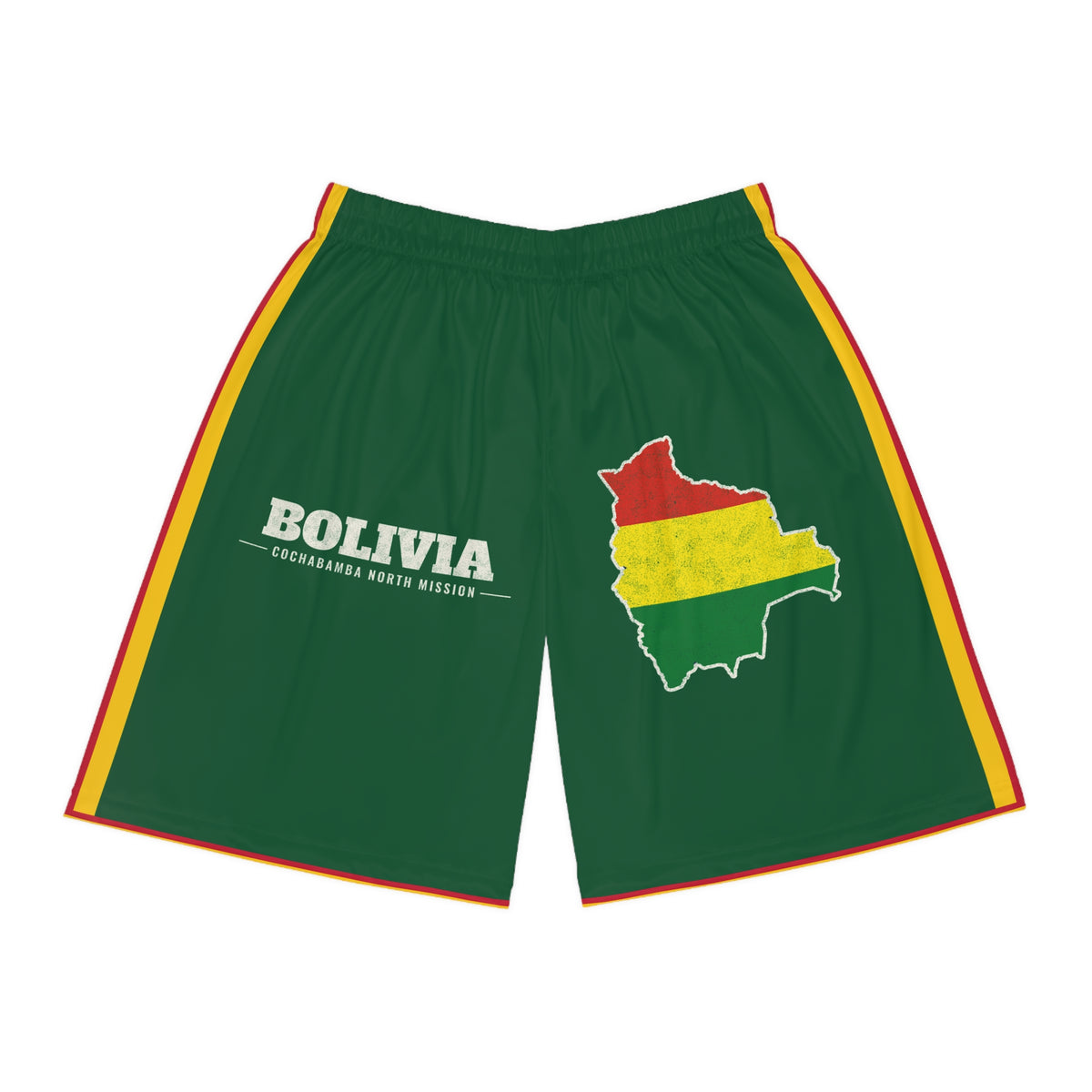 Bolivia Cochabamba North Mission Basketball Shorts, front view